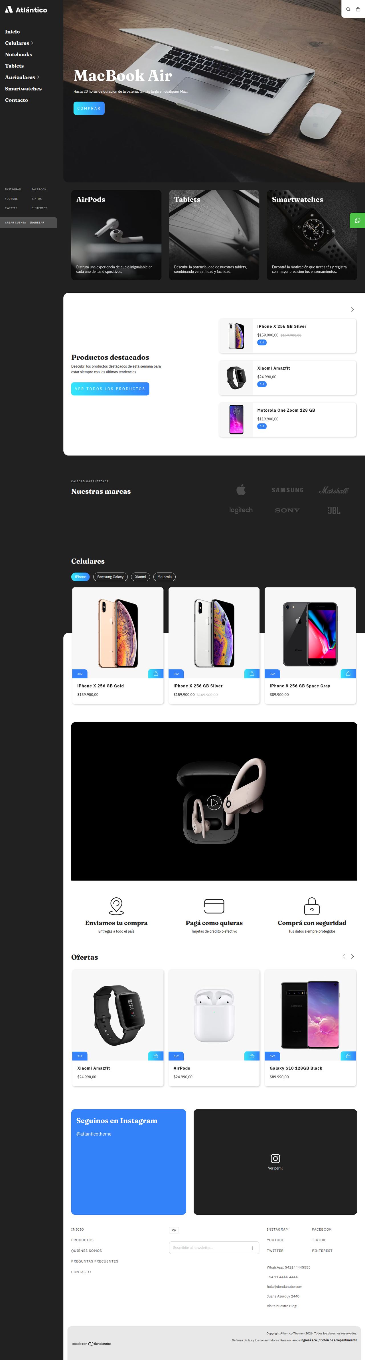 Página de inicio del diseño Atlántico en computadora